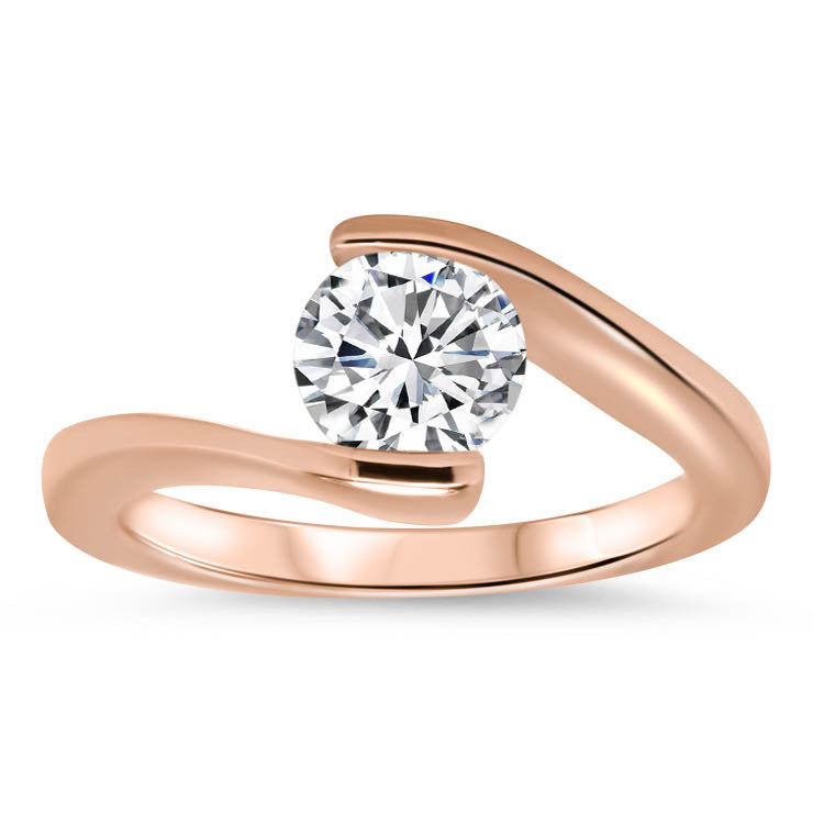 Half Bezel Forever One Moissanite Engagement Ring - Tasha - Moissanite Rings
