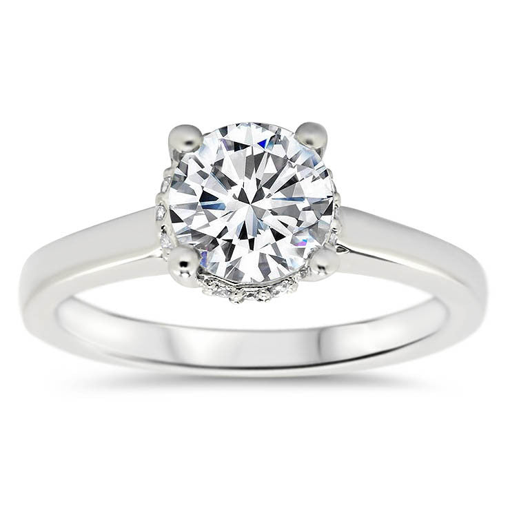 Banded Solitaire Moissanite Engagement Ring - Sienna - Moissanite Rings