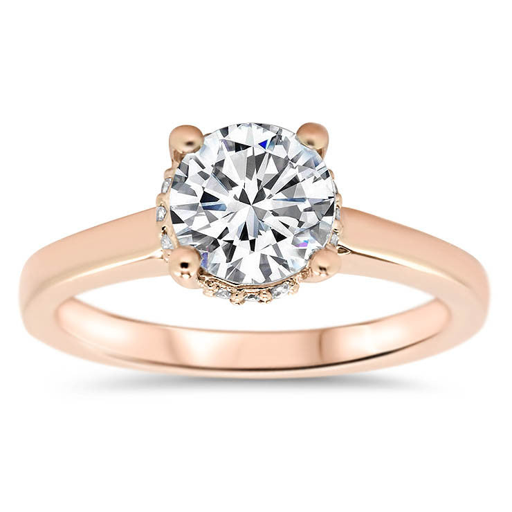 Banded Solitaire Moissanite Engagement Ring - Sienna - Moissanite Rings