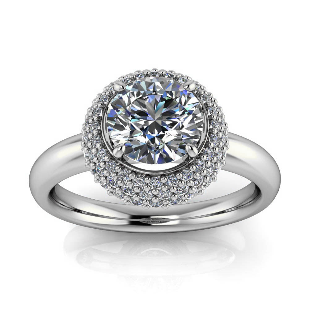 Diamond Cluster Forever One Moissanite Engagement Ring - Rome - Moissanite Rings