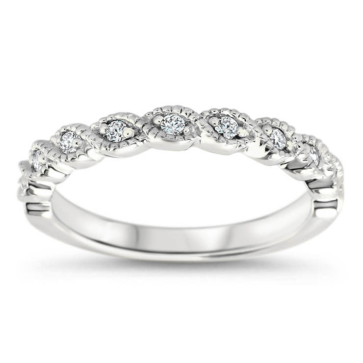 7.5 mm Center Moissanite Vintage Inspired Wedding Set - Timeless Twist Wedding Set - Moissanite Rings