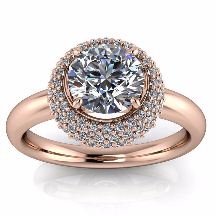 Diamond Cluster Forever One Moissanite Engagement Ring - Rome - Moissanite Rings