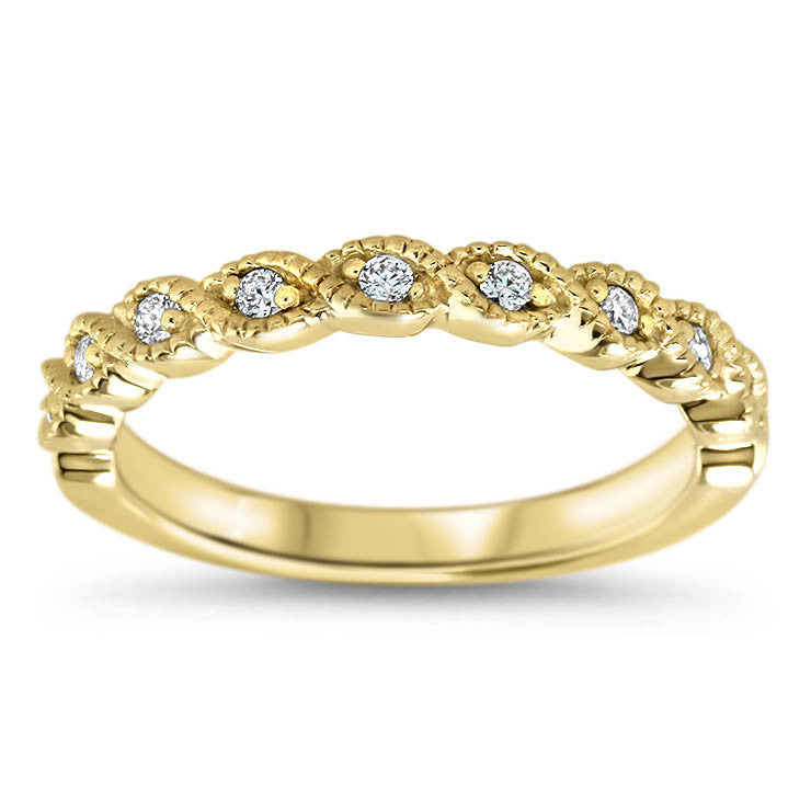 7.5 mm Center Moissanite Vintage Inspired Wedding Set - Timeless Twist Wedding Set - Moissanite Rings