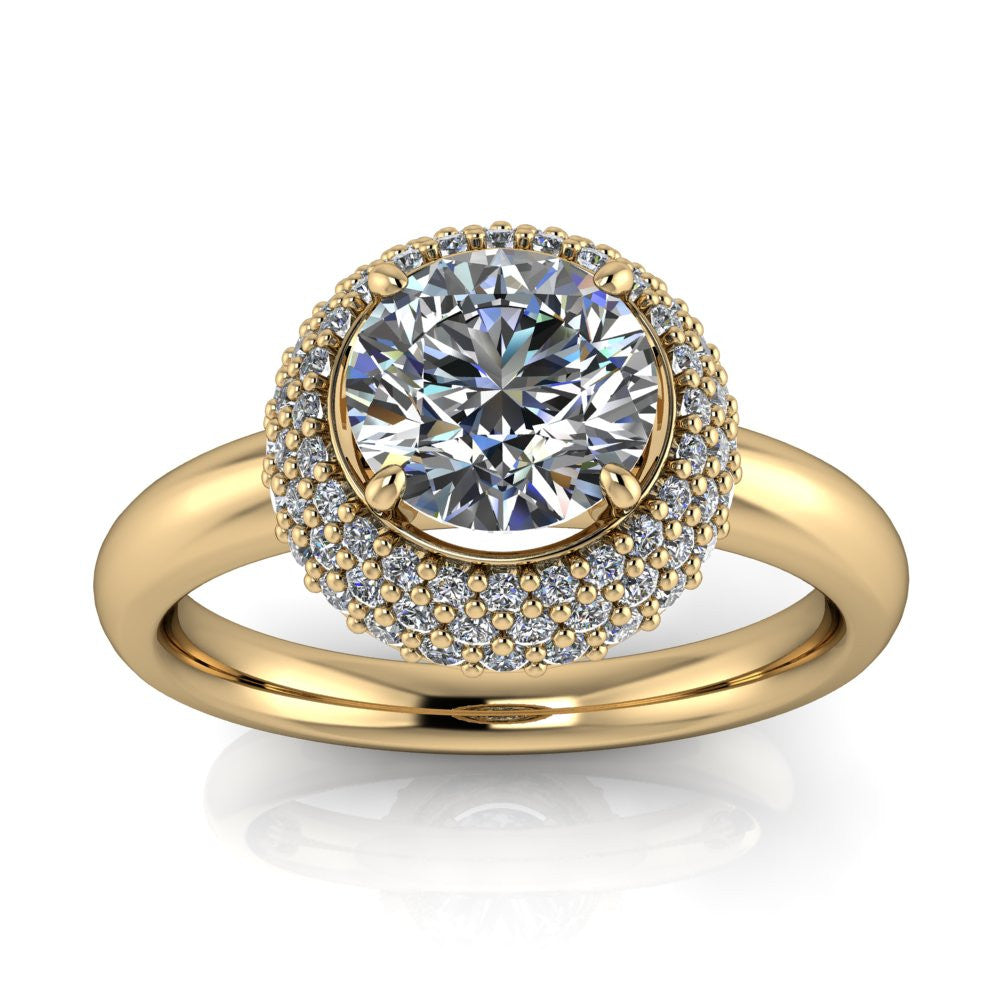 Diamond Cluster Forever One Moissanite Engagement Ring - Rome - Moissanite Rings