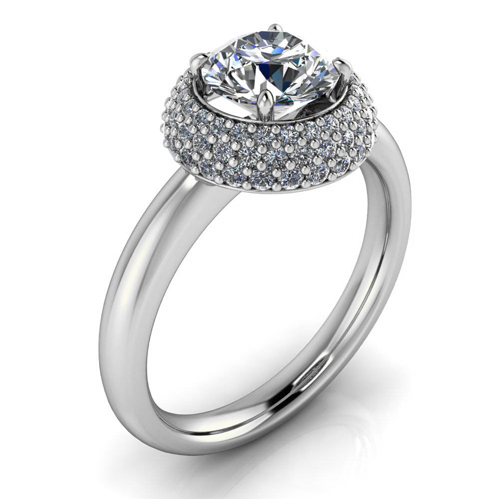 Diamond Cluster Forever One Moissanite Engagement Ring - Rome - Moissanite Rings