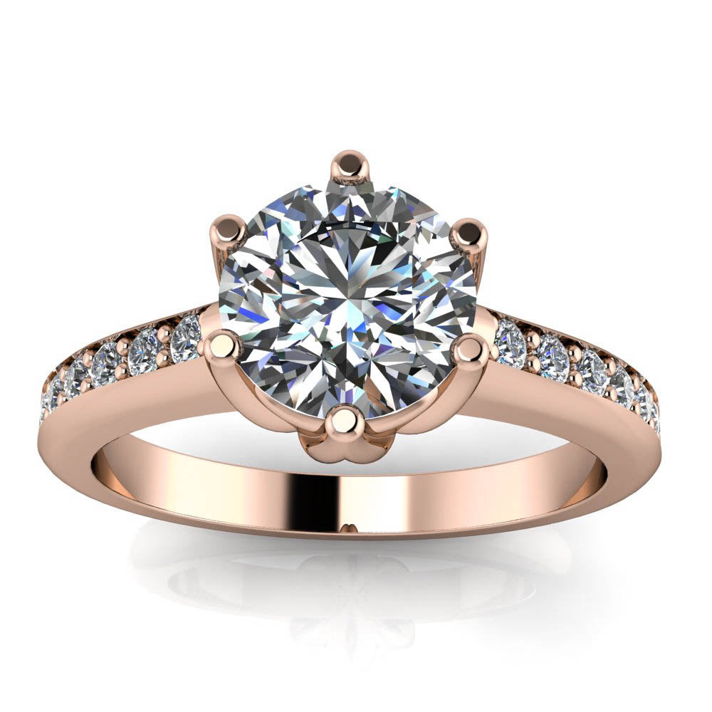 Six Prong Moissanite Engagement Ring - Gladys - Moissanite Rings
