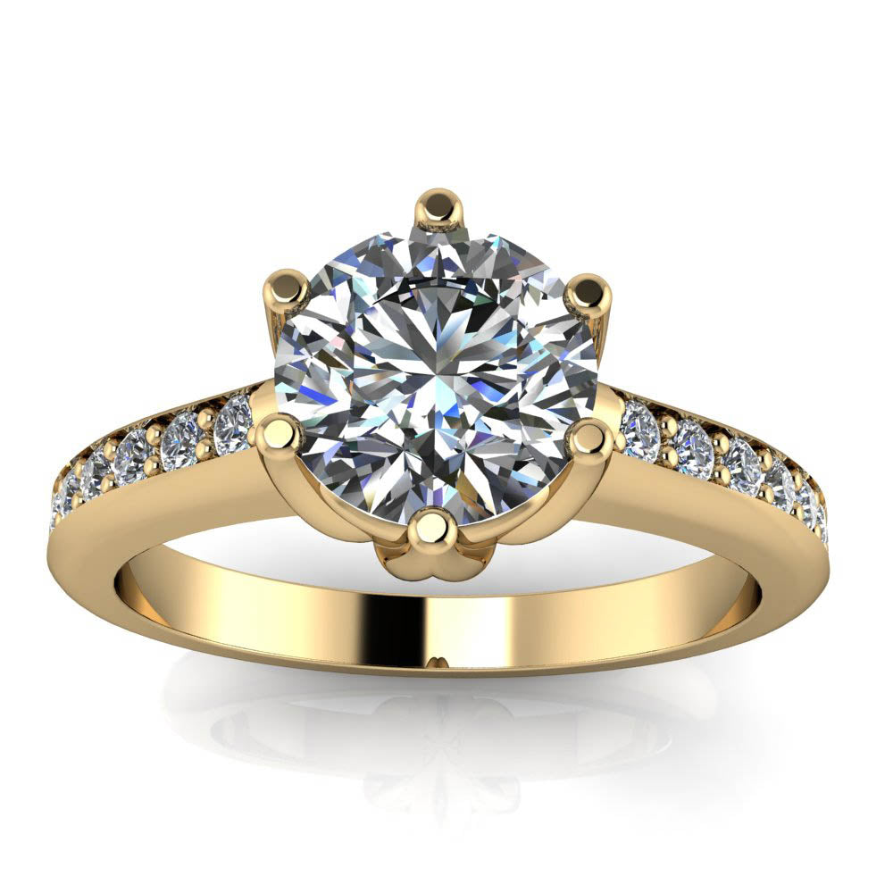 Six Prong Moissanite Engagement Ring - Gladys - Moissanite Rings