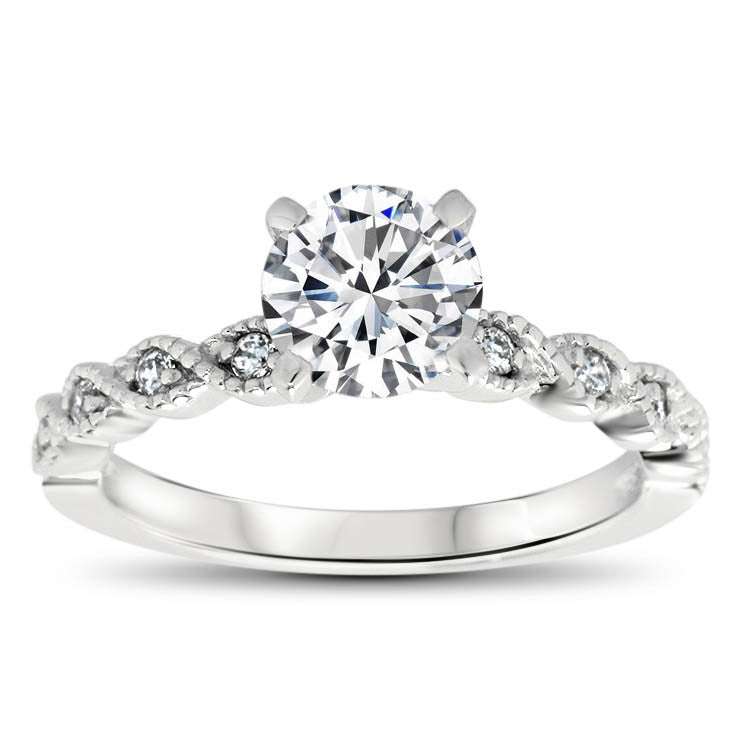 7.5 mm Center Moissanite Vintage Inspired Wedding Set - Timeless Twist Wedding Set - Moissanite Rings