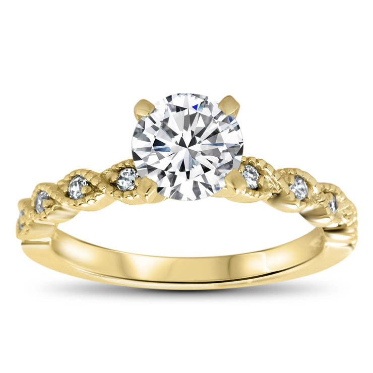 7.5 mm Center Moissanite Vintage Inspired Wedding Set - Timeless Twist Wedding Set - Moissanite Rings
