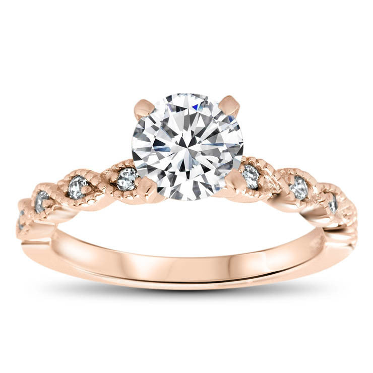 7.5 mm Center Moissanite Vintage Inspired Wedding Set - Timeless Twist Wedding Set - Moissanite Rings