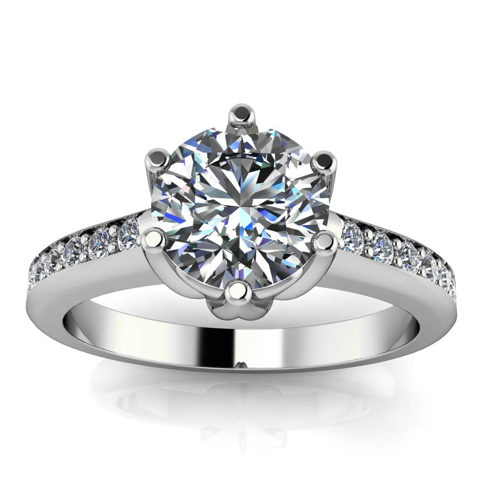 Six Prong Moissanite Engagement Ring - Gladys - Moissanite Rings