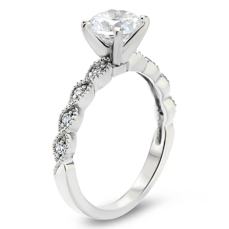 7.5 mm Center Moissanite Vintage Inspired Wedding Set - Timeless Twist Wedding Set - Moissanite Rings