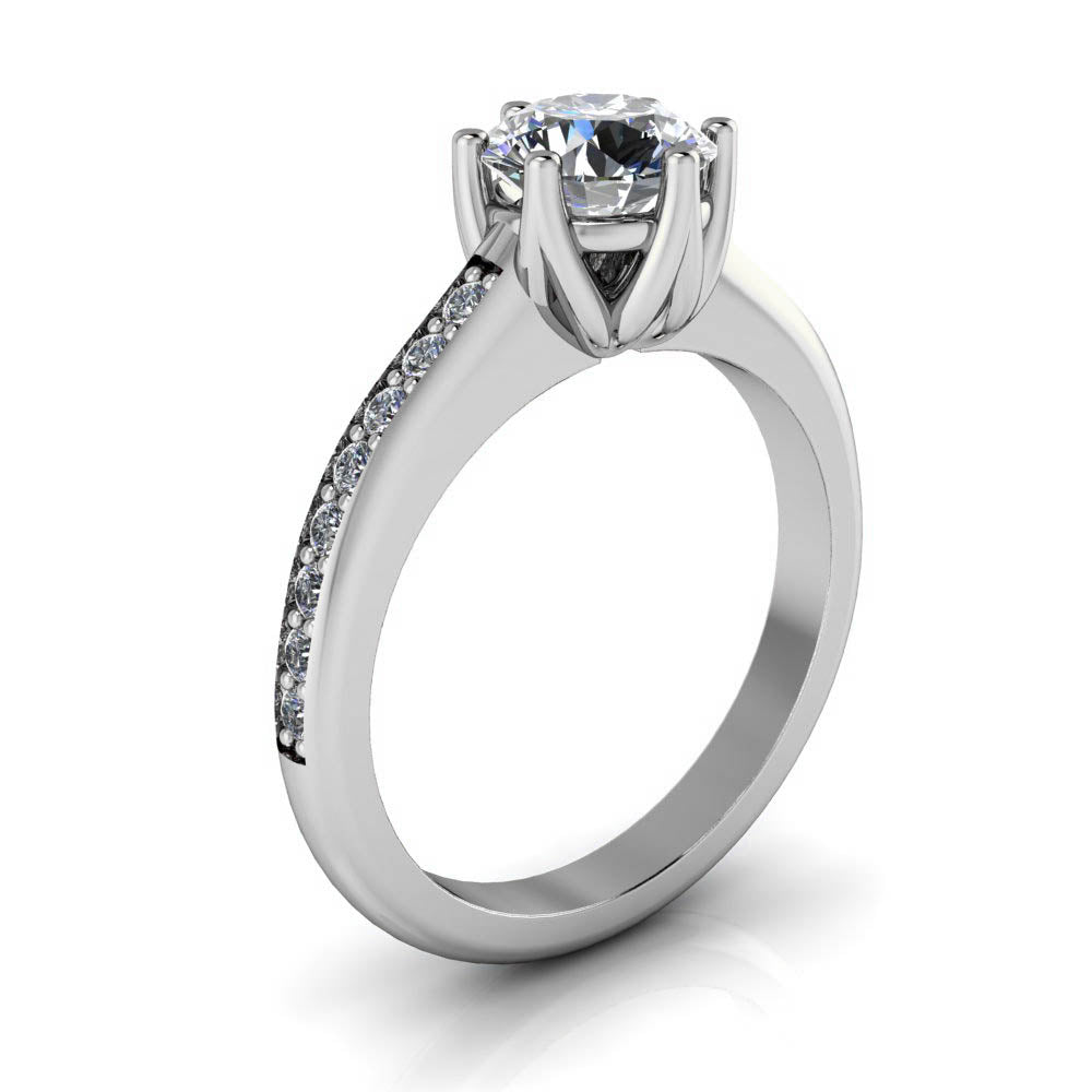Six Prong Moissanite Engagement Ring - Gladys - Moissanite Rings