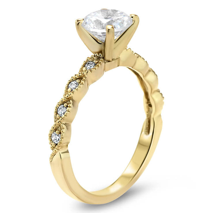 7.5 mm Center Moissanite Vintage Inspired Wedding Set - Timeless Twist Wedding Set - Moissanite Rings