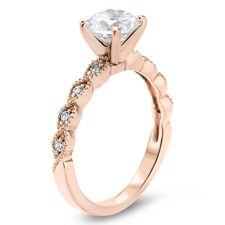 7.5 mm Center Moissanite Vintage Inspired Wedding Set - Timeless Twist Wedding Set - Moissanite Rings