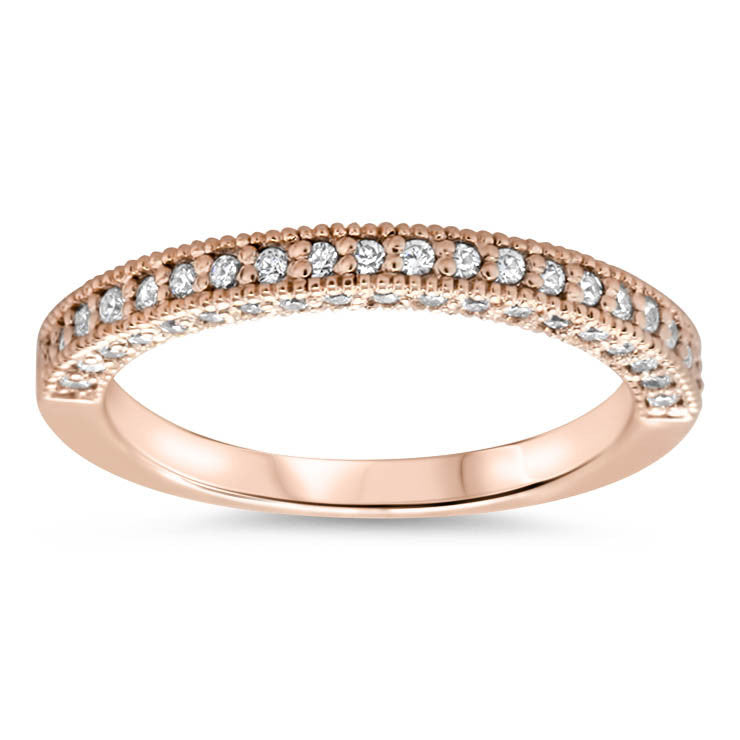 Vintage Style Diamond Band - Roberta Band - Moissanite Rings