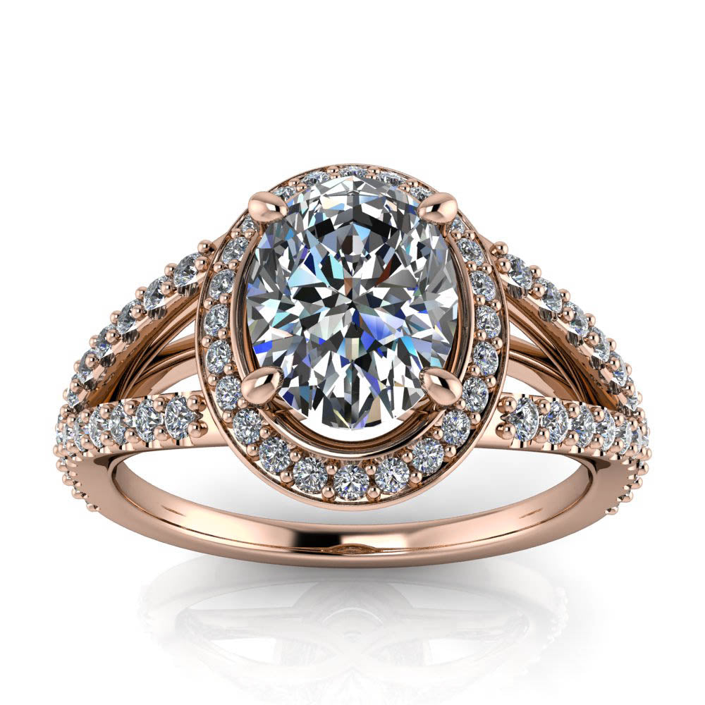 8x6 Oval Split Shank Engagement Ring - Aria - Moissanite Rings