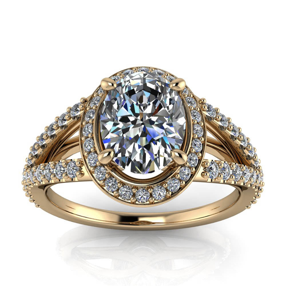 8x6 Oval Split Shank Engagement Ring - Aria - Moissanite Rings