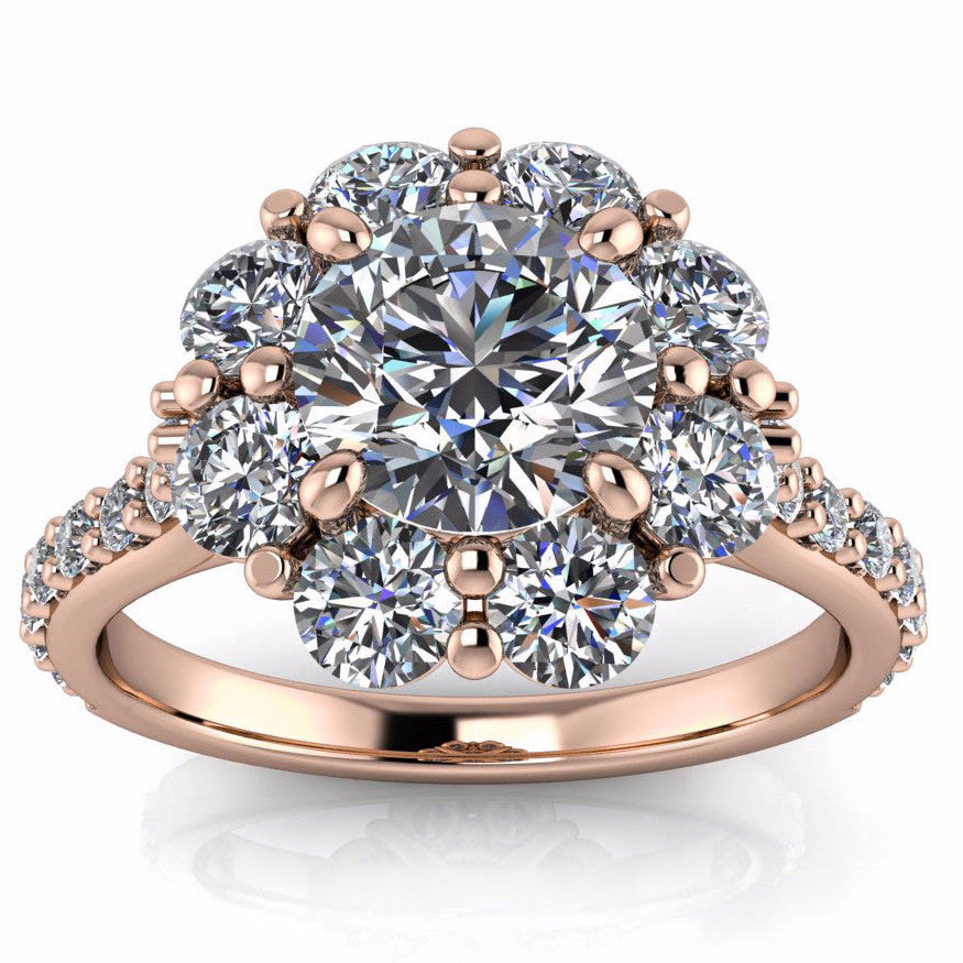 Floral Style Moissanite and Diamond Engagement Ring - Bouquet - Moissanite Rings