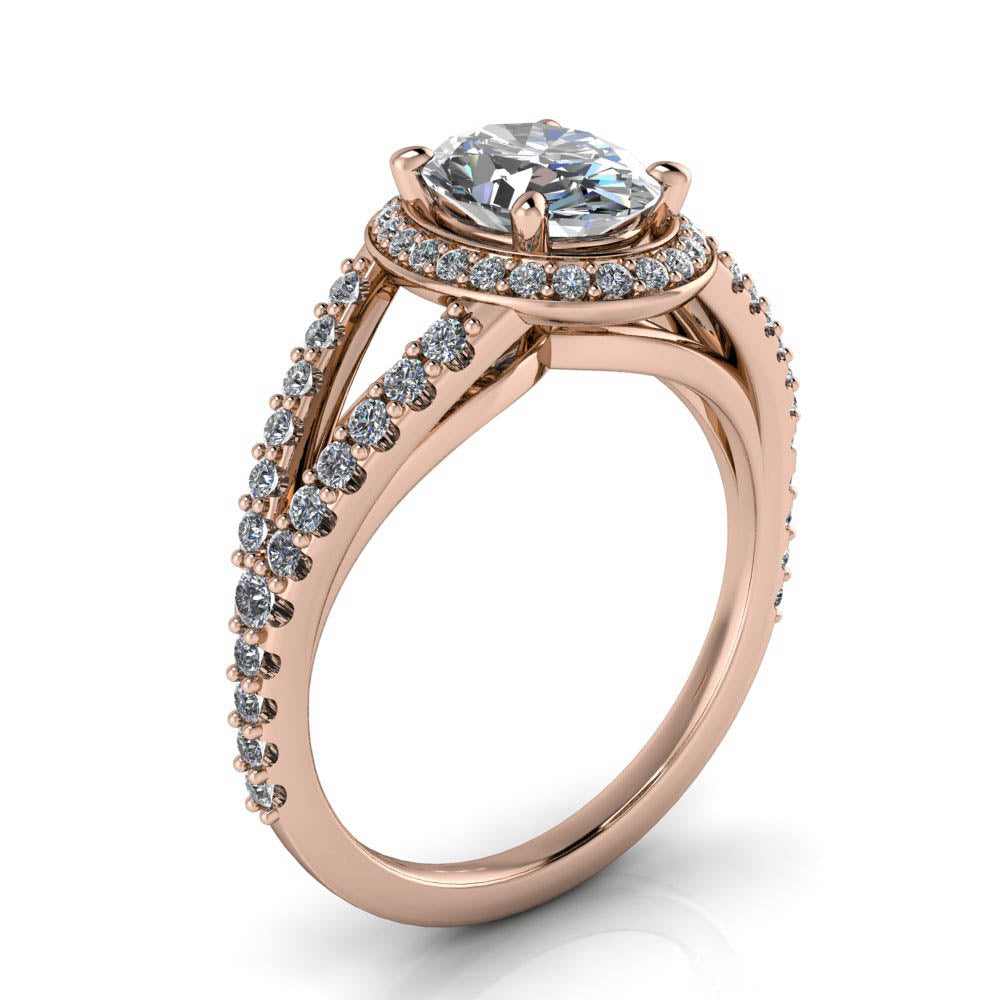 8x6 Oval Split Shank Engagement Ring - Aria - Moissanite Rings