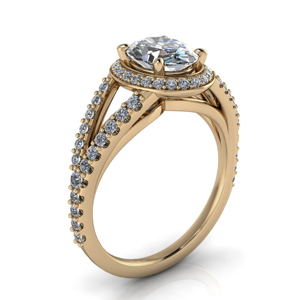 8x6 Oval Split Shank Engagement Ring - Aria - Moissanite Rings