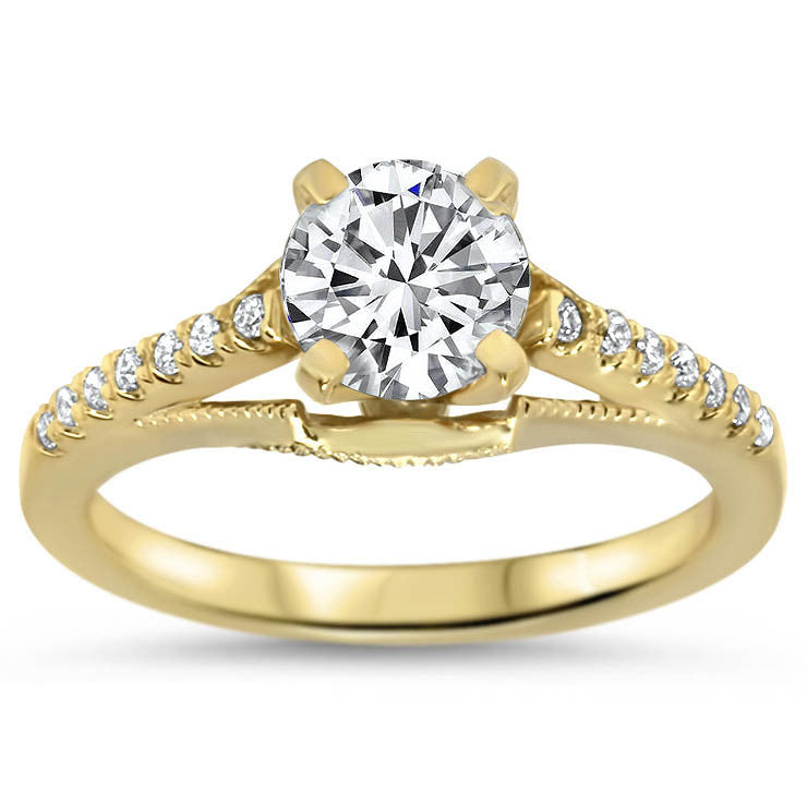 Vintage Style Engagement Ring Diamond Setting and Forever One Center - Pamela - Moissanite Rings