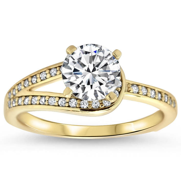 Moissanite Engagement Diamond Accented Engagement Ring - It's a Wrap - Moissanite Rings