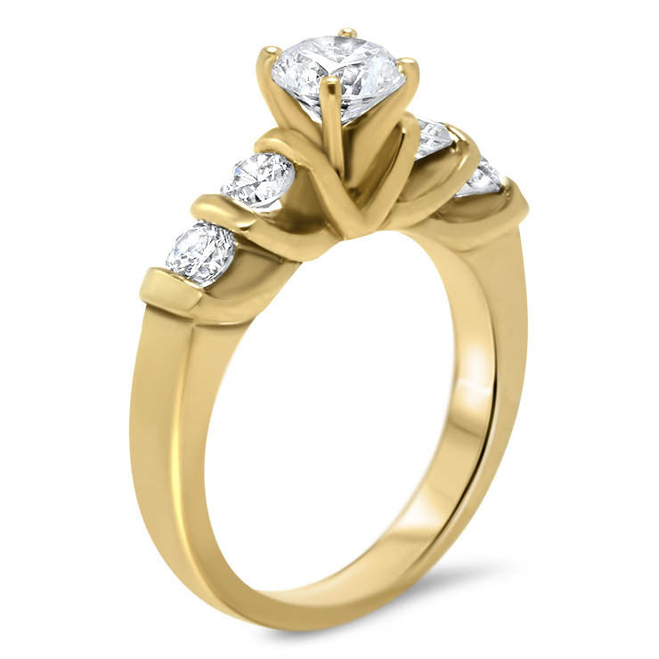 Bar Set Diamond Engagement Ring Forever One Moissanite Center - Amore - Moissanite Rings