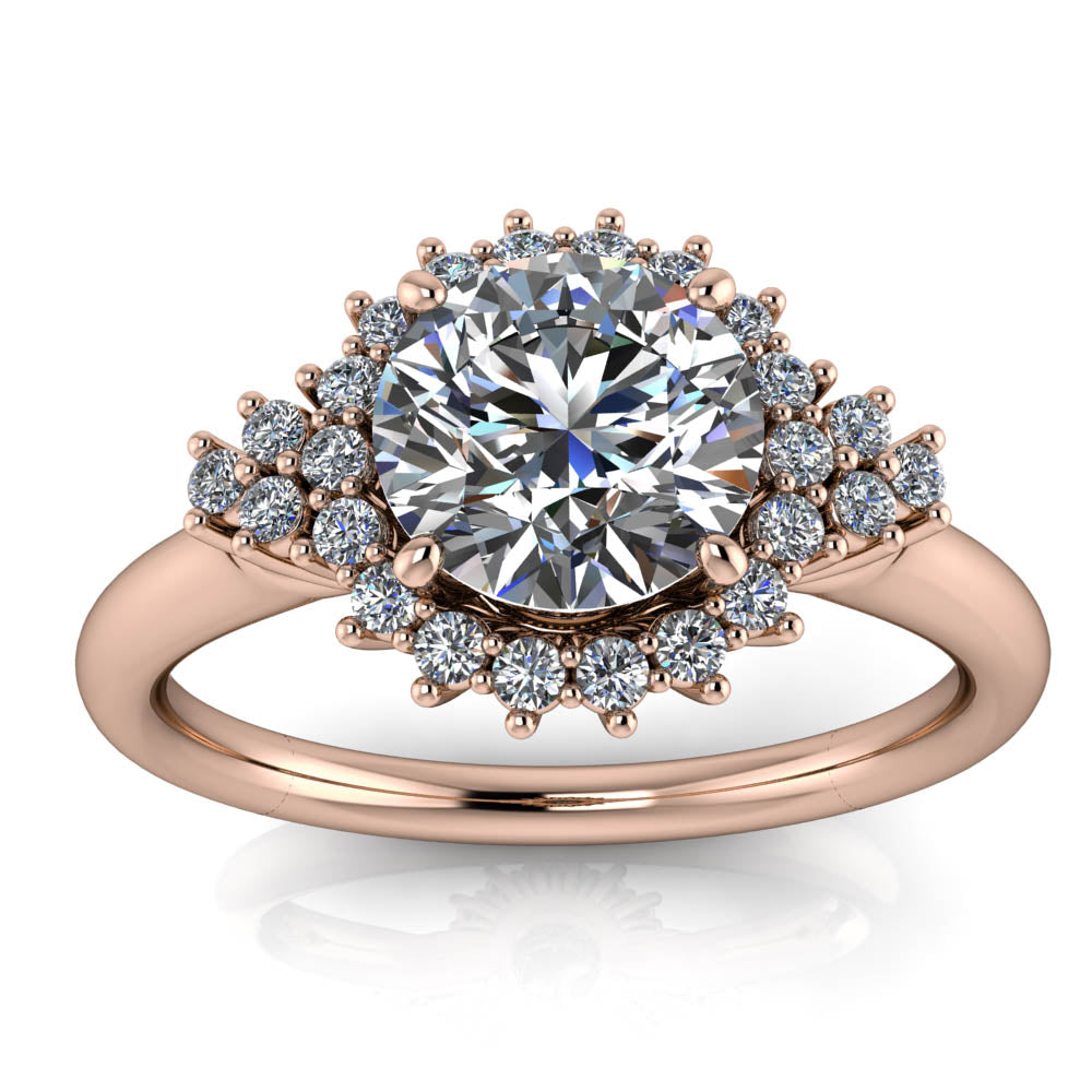 Cluster Halo Engagement Ring Setting Moissanite Center - Gianna - Moissanite Rings
