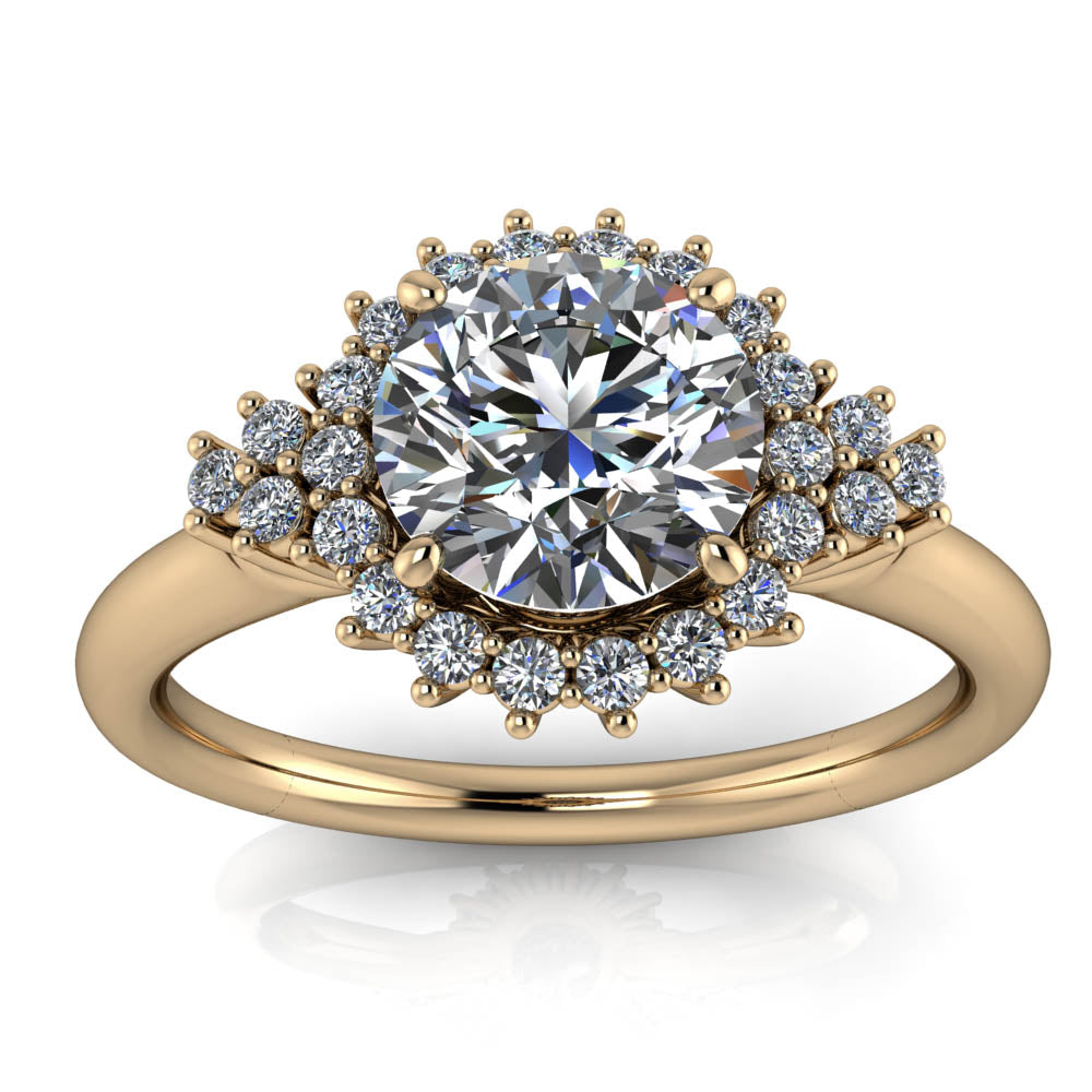 Cluster Halo Engagement Ring Setting Moissanite Center - Gianna - Moissanite Rings