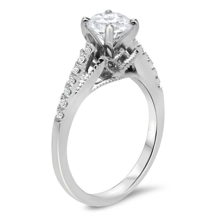 Vintage Style Engagement Ring Diamond Setting and Forever One Center - Pamela - Moissanite Rings