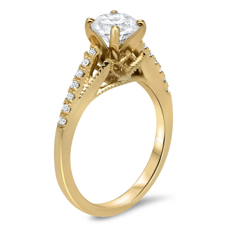 Vintage Style Engagement Ring Diamond Setting and Forever One Center - Pamela - Moissanite Rings