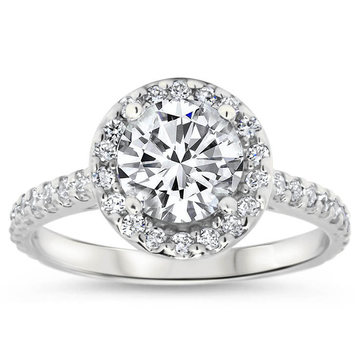 Forever One Moissanite Classic Diamond Halo Engagement Ring - Rae - Moissanite Rings