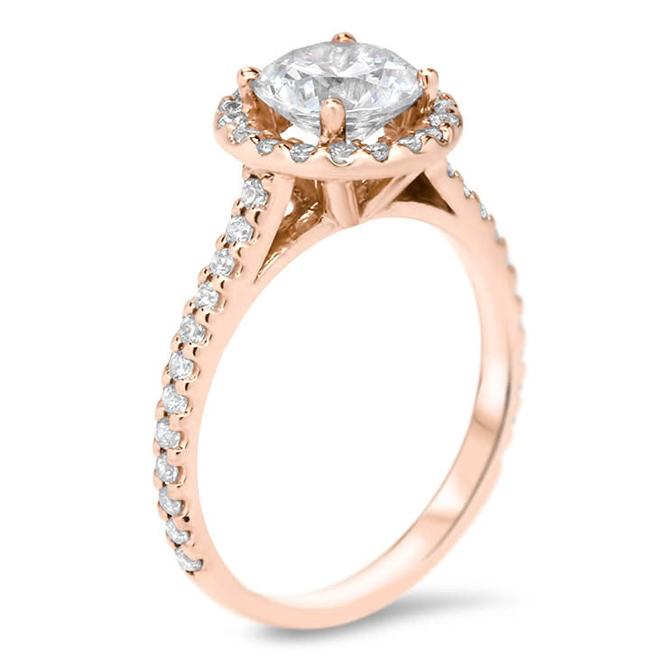 Forever One Moissanite Classic Diamond Halo Engagement Ring - Rae - Moissanite Rings
