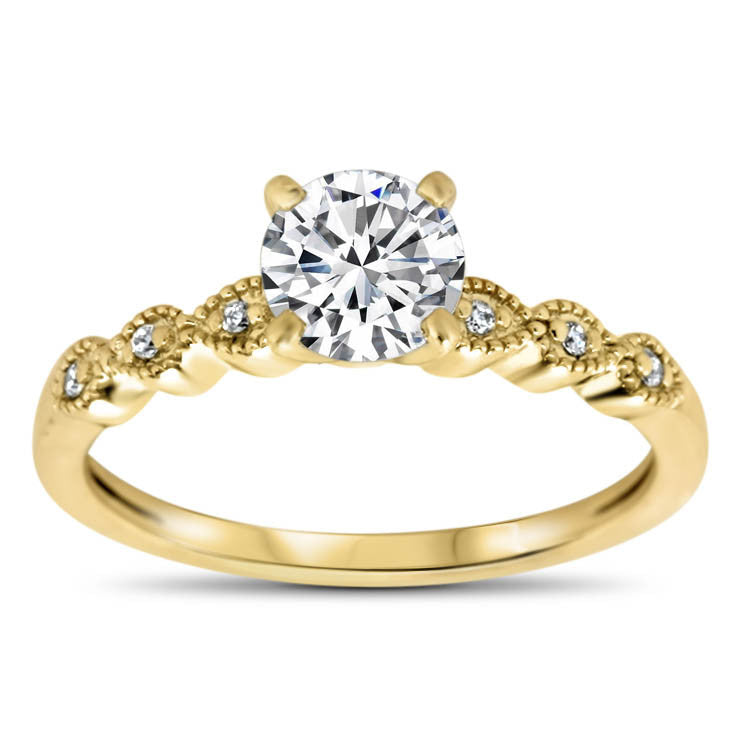 Thin Diamond Band Engagement Ring - Dainty Drops - Moissanite Rings
