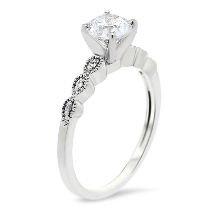 Thin Diamond Band Engagement Ring - Dainty Drops - Moissanite Rings