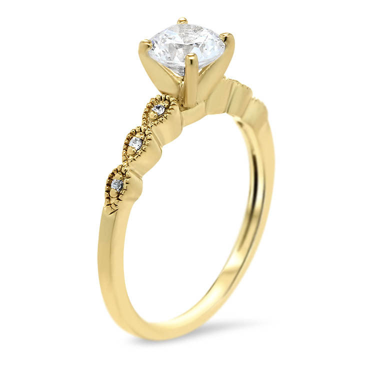 Thin Diamond Band Engagement Ring - Dainty Drops - Moissanite Rings