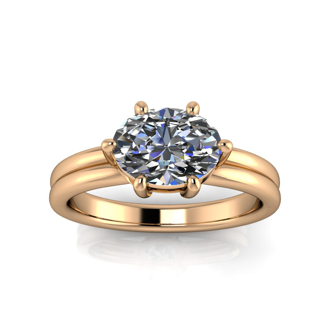 Double Band Oval East West Set Engagement Ring - Cosmo