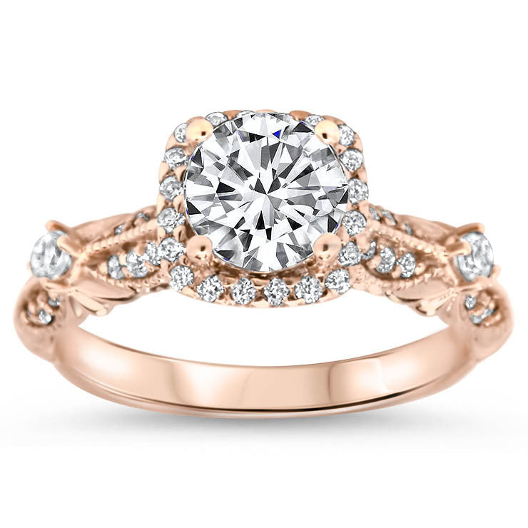 Antique Style Moissanite Engagement Ring Diamond Setting - Tressa 2ct Asscher Cut Center - Moissanite Rings