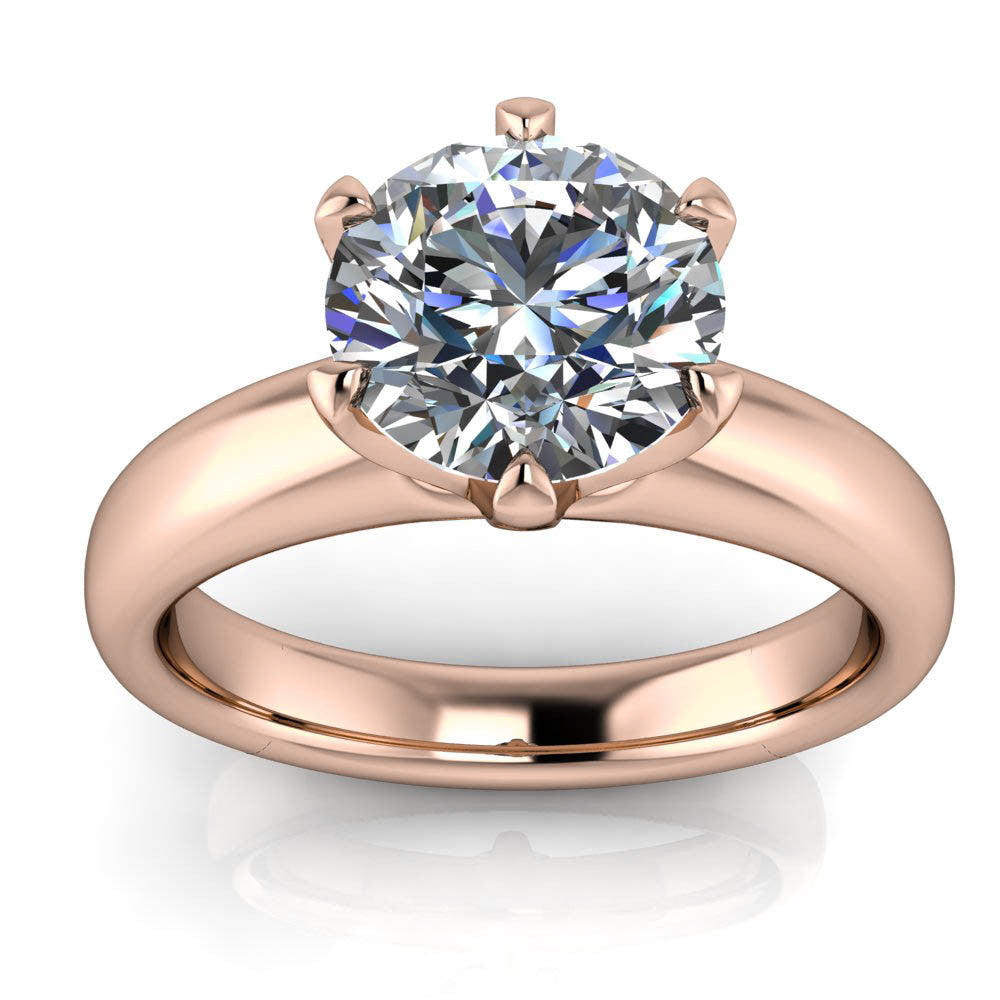 Six Prong Solitaire Engagement Ring Moissanite Engagement Ring - Cupcake - Moissanite Rings