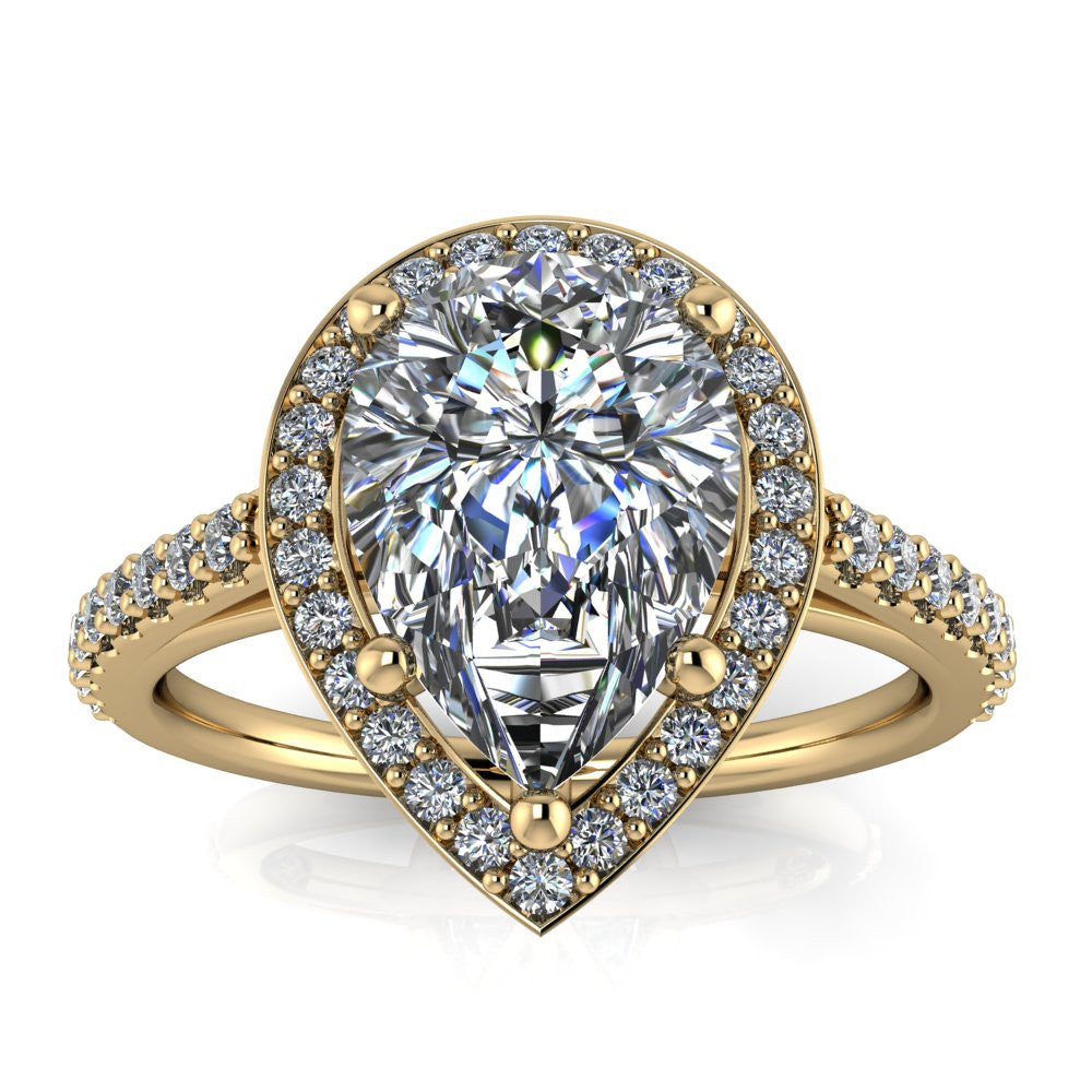 Pear Cut Engagement Ring Moissanite Center Diamond Setting - Chrissy - Moissanite Rings