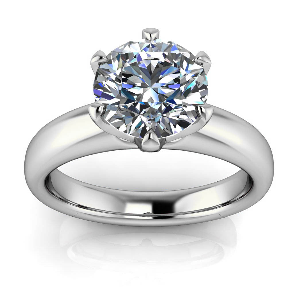 7 mm Six Prong Solitaire Engagement Ring Moissanite Engagement Ring - Cupcake - Moissanite Rings