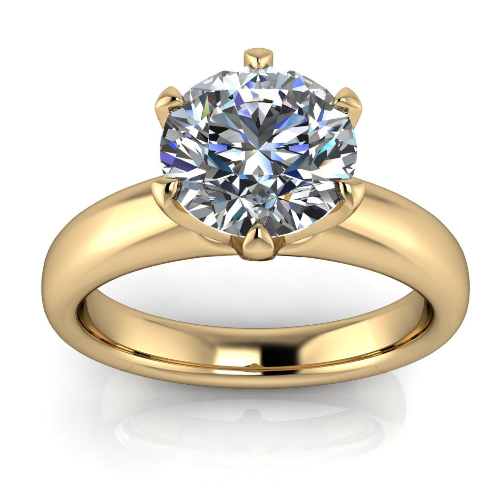 7 mm Six Prong Solitaire Engagement Ring Moissanite Engagement Ring - Cupcake - Moissanite Rings