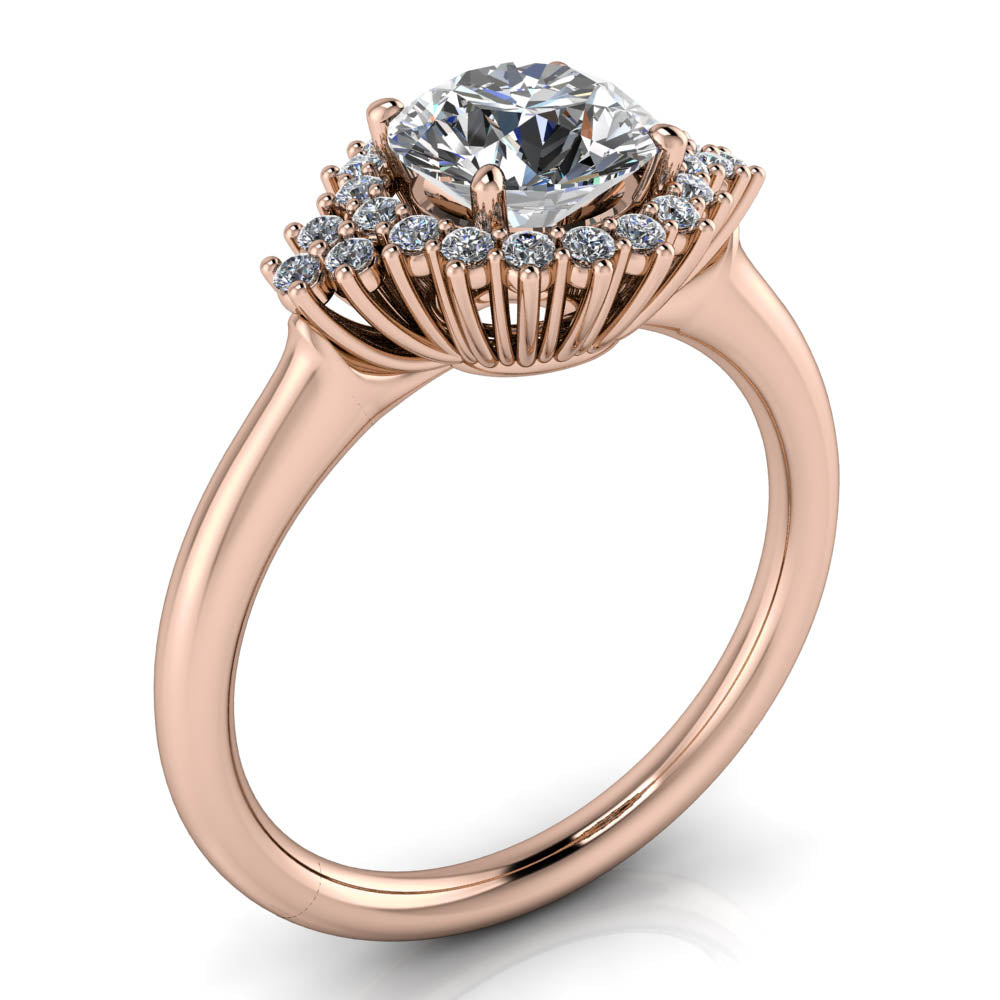 Cluster Halo Engagement Ring Setting Moissanite Center - Gianna - Moissanite Rings