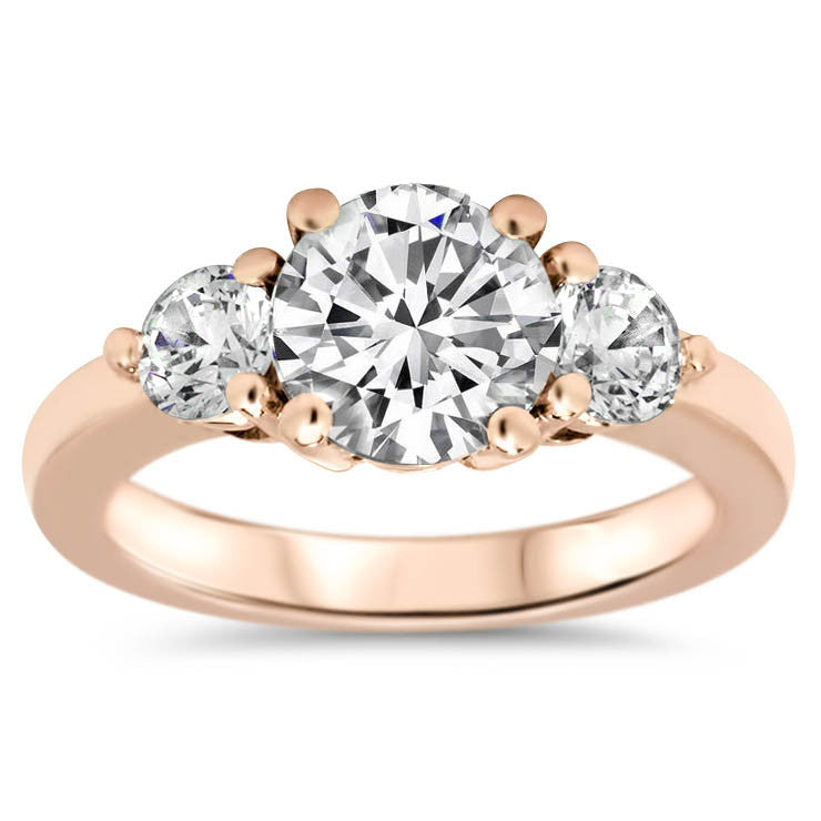 Three Stone Diamond and Moissanite Engagement Ring - Mel - Moissanite Rings