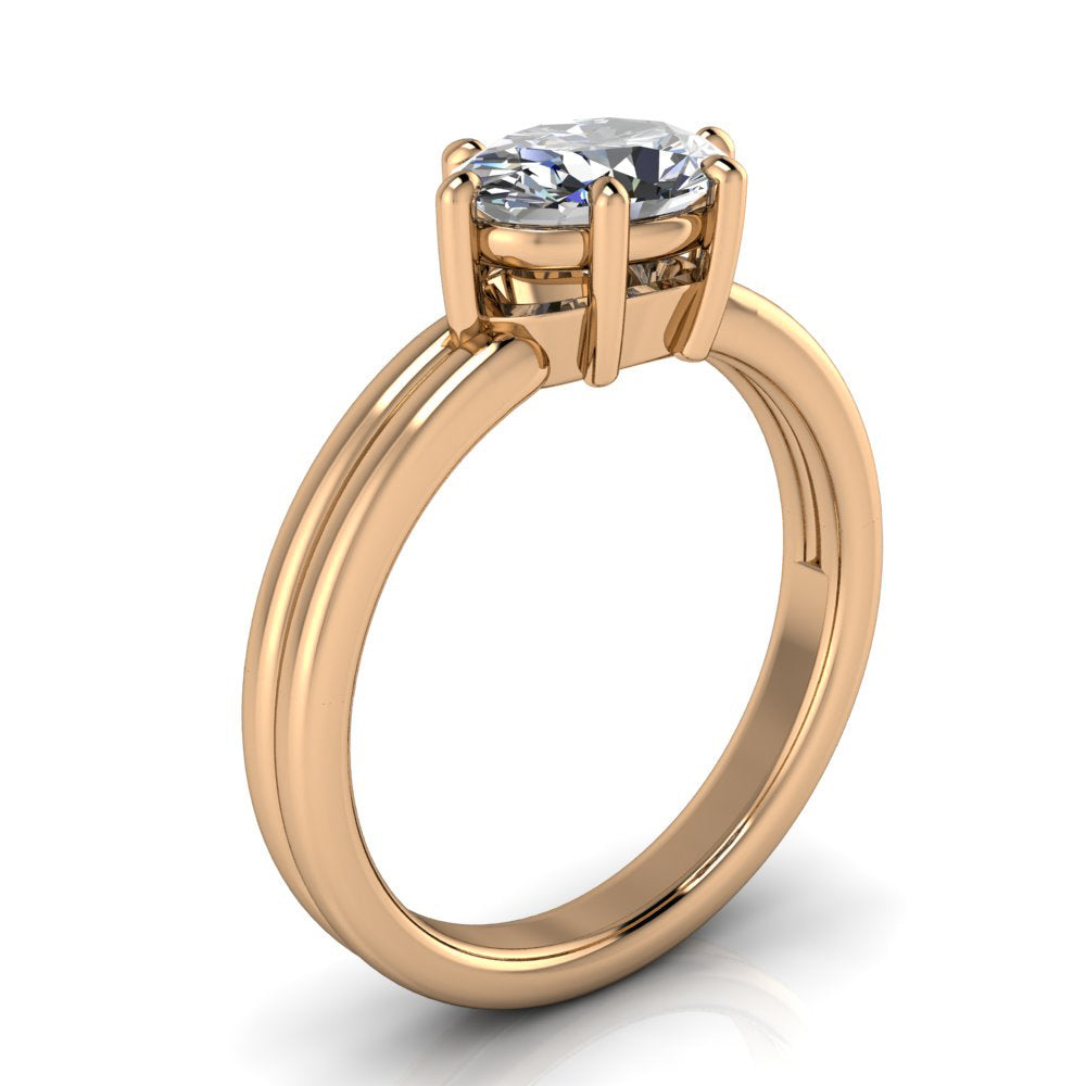 Double Band Oval East West Set Engagement Ring - Cosmo