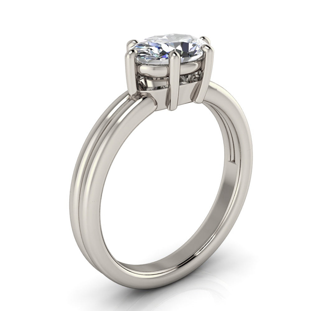 Double Band Oval East West Set Engagement Ring - Cosmo