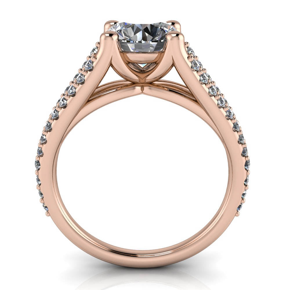 Split Shank Pave Engagement Ring - Coral - Moissanite Rings