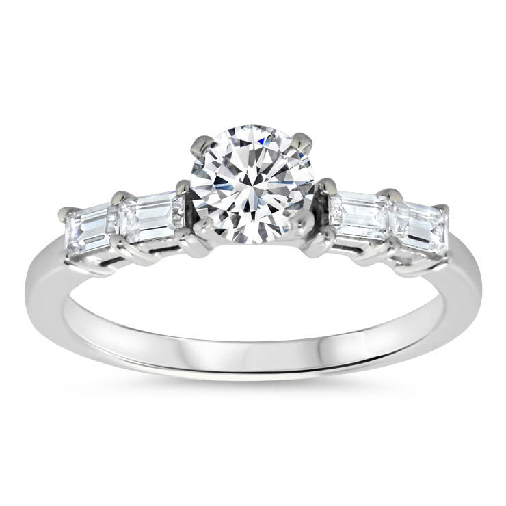 Straight Baguette Wedding Set -  Julia Set - Moissanite Rings