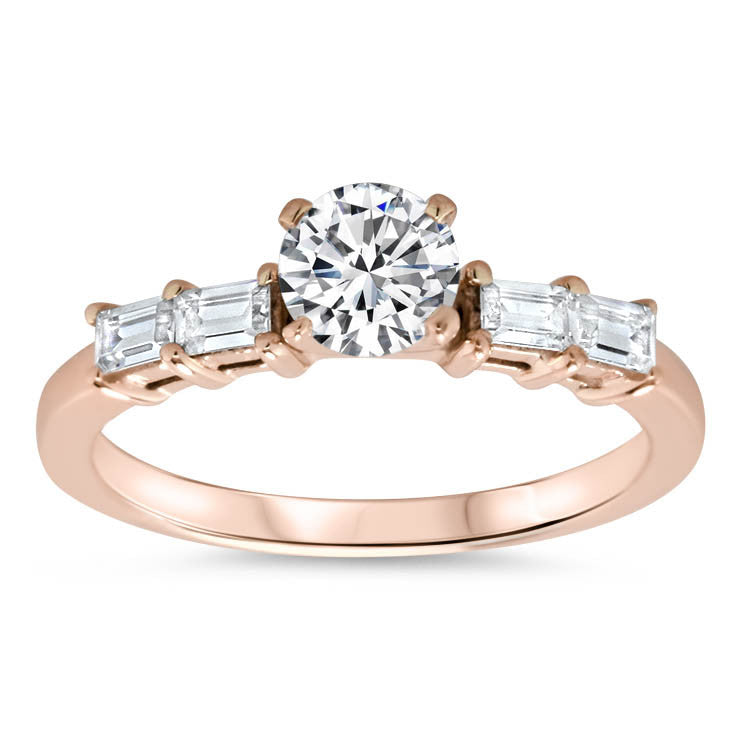 Straight Baguette Wedding Set -  Julia Set - Moissanite Rings